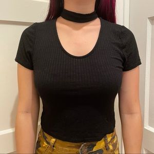 One Clothing Black crop top with choker style